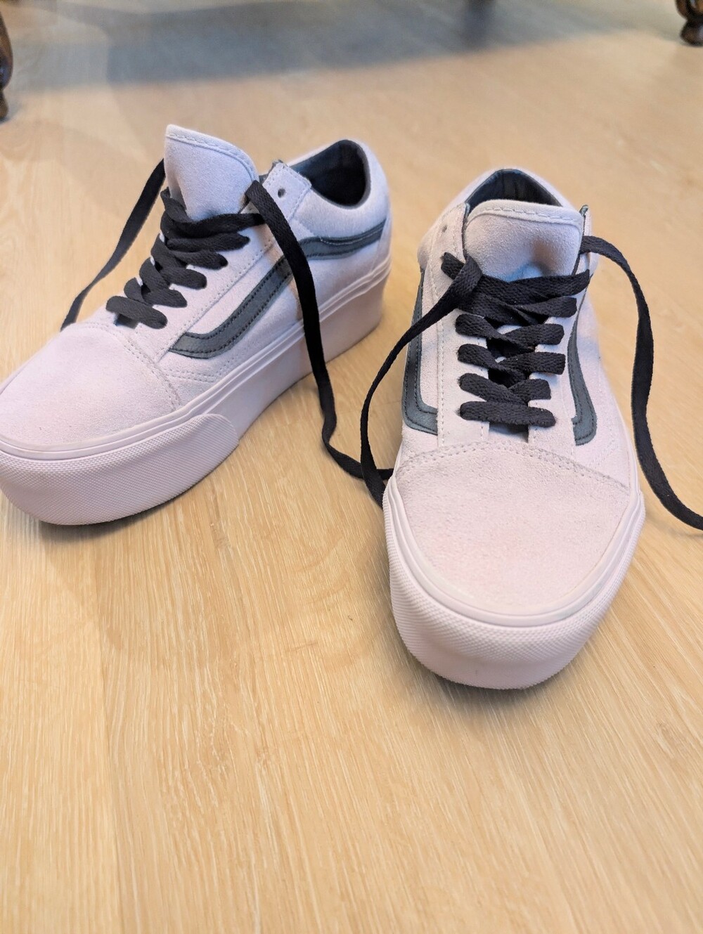 Vans Old Skool Stackform Suede Lavender Purple Platform Sneakers Size 7